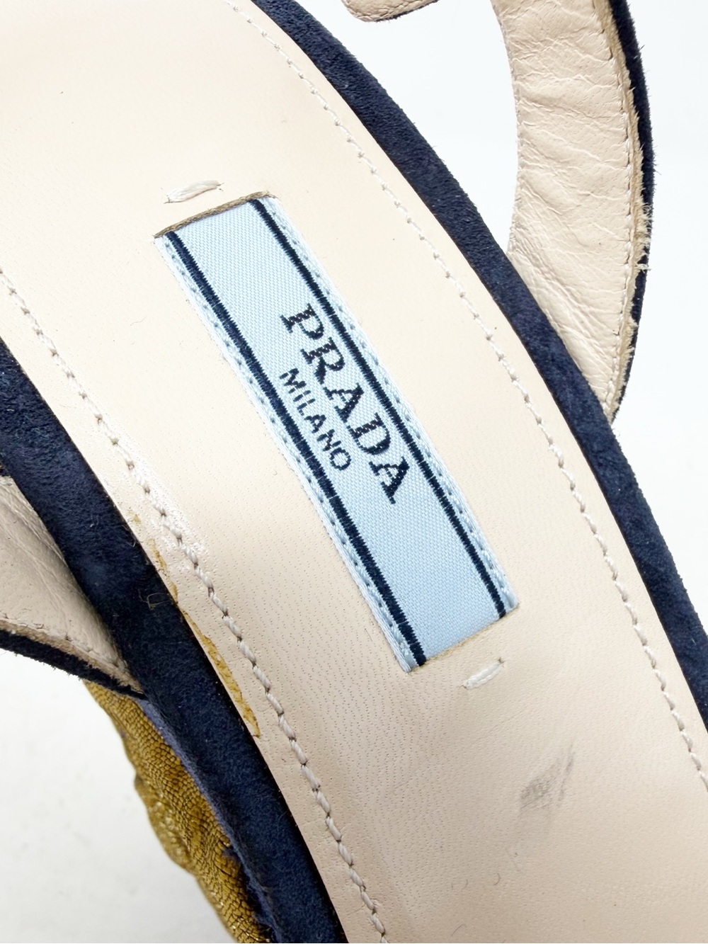 Prada Brocade Platform Wedge Sandals Womens Size EU 37.5 - Picture 9 of 12